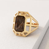 Échelle - Bague Quartz fumé INTENTION en or